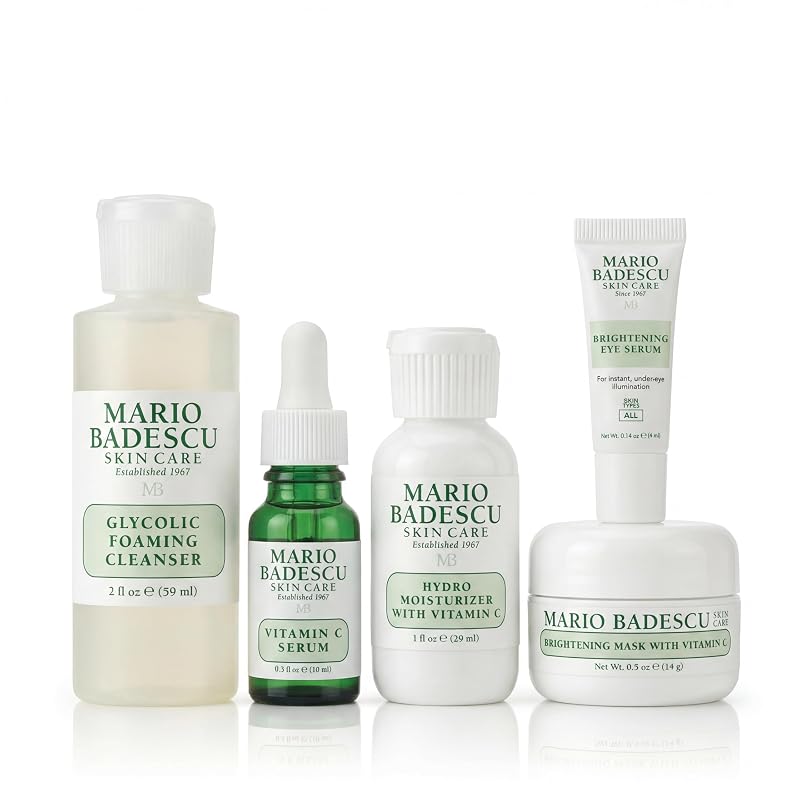 Glycolic Cleanser Vitamin C Serum Hydro Moisturizer Brightening Mask Eye Serum 5-Piece Skincare Set