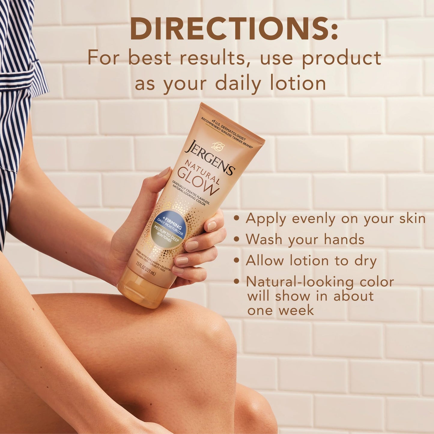 Jergens Natural Glow + Firming Daily Moisturizer Medium to Tan Skin Tones 7.5oz