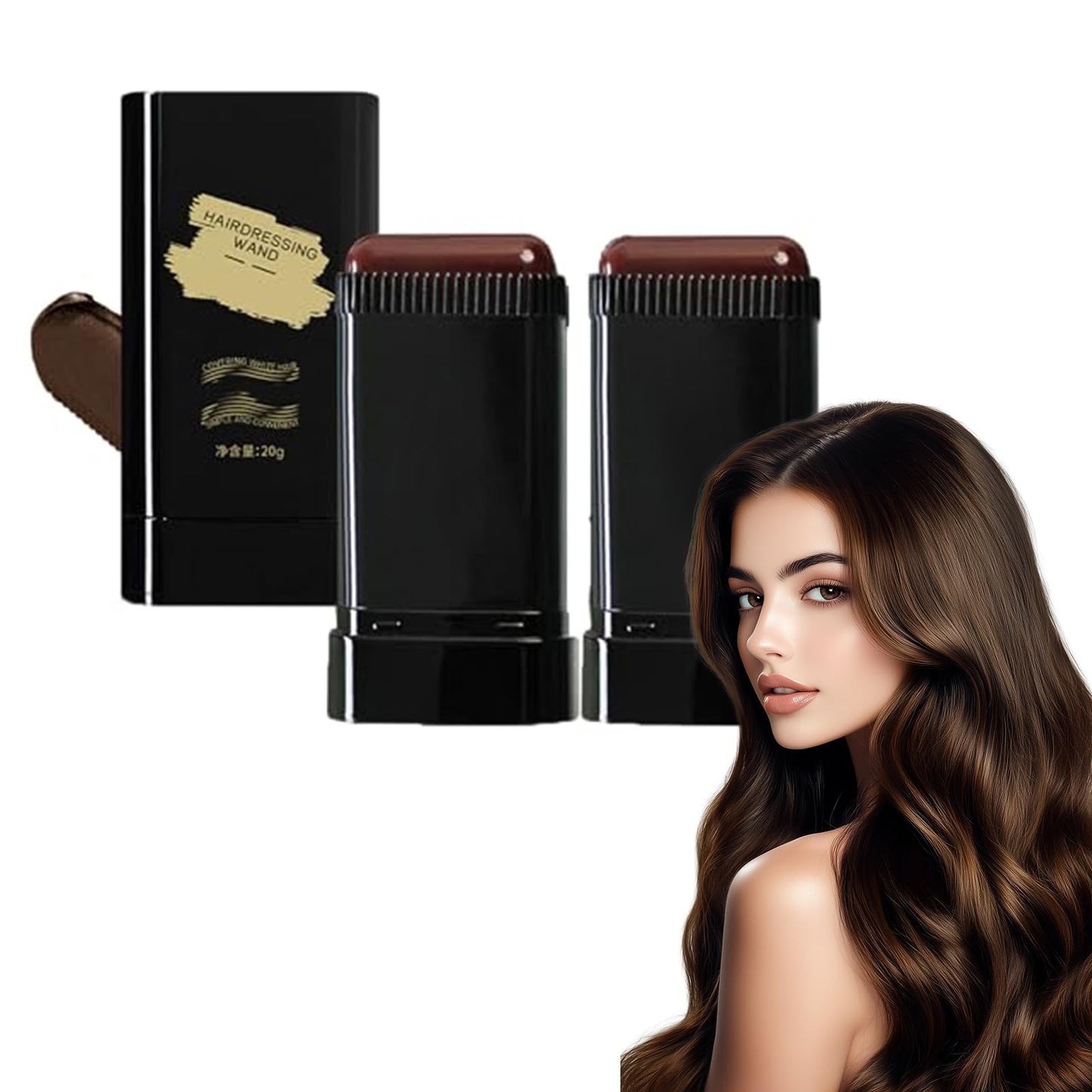 Comb Hair Dye, 2 in 1 Waterproof and Sweat-Proof Temporary Root Touch Up Tool, Black Hair Dyes with Combs Applicator, Portable Hair Colouring Cream for Women Men (Brown-2pcs, 1 Ounce)