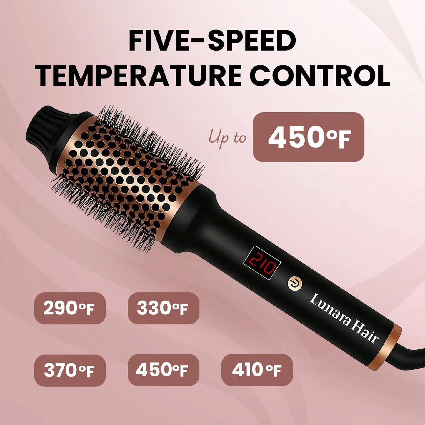 Thermal Styling Brush - Lunarahair, Lunara Thermal Styling Brush, Lunara Hair 3-In-1thermal Round Curling Brush, Gentle Ceramic Heat, Instantly Adds Volume, Shine & Bounce(2PC-Black)