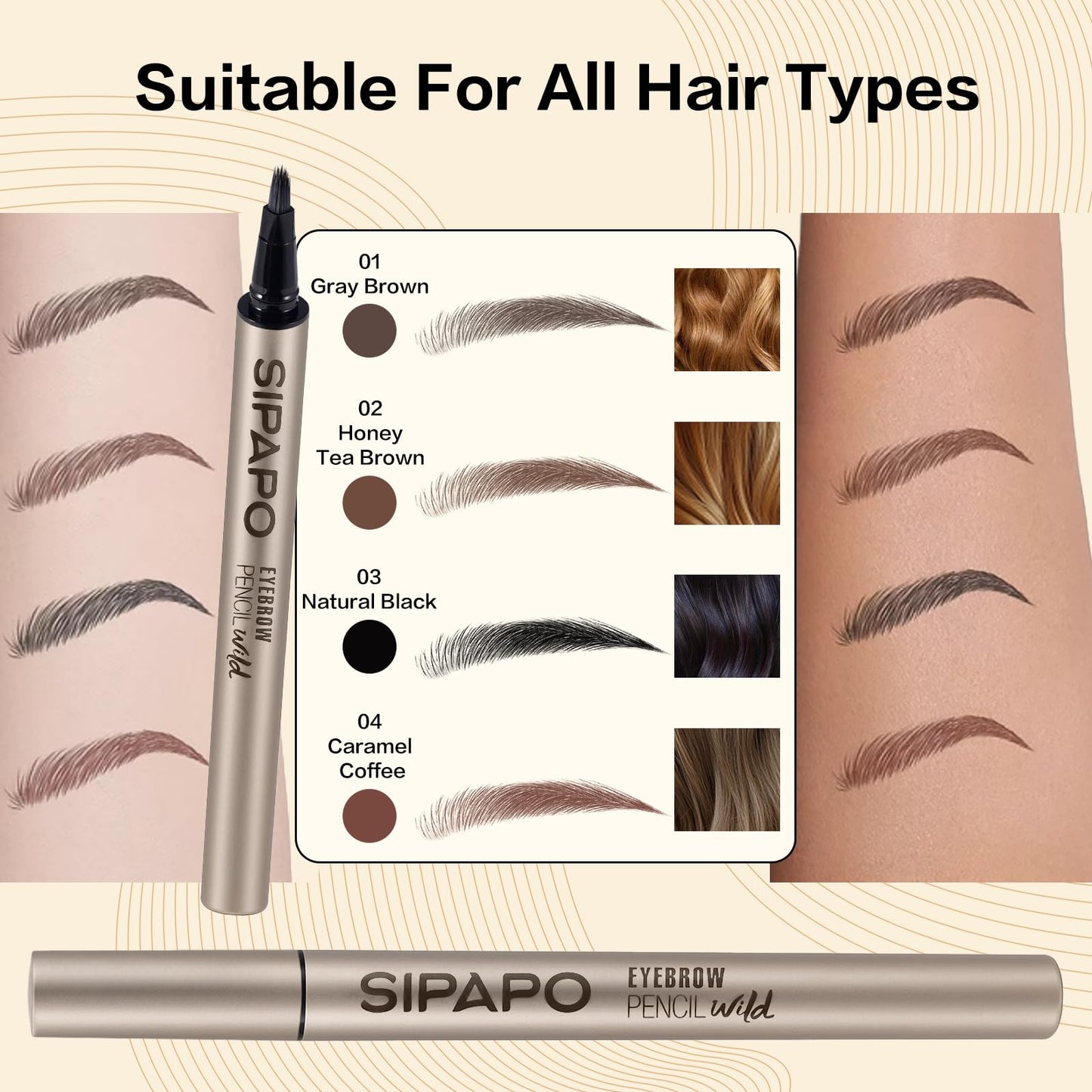 Microblading Brow-Fection Eyebrow Pen – Waterproof Smudge-Proof Liquid Eyebrow Tattoo Pen for Hair-Like Strokes, Long-Lasting Precision Eyebrow Pencil for All-Day Wear(02 Honey Tea Brown)