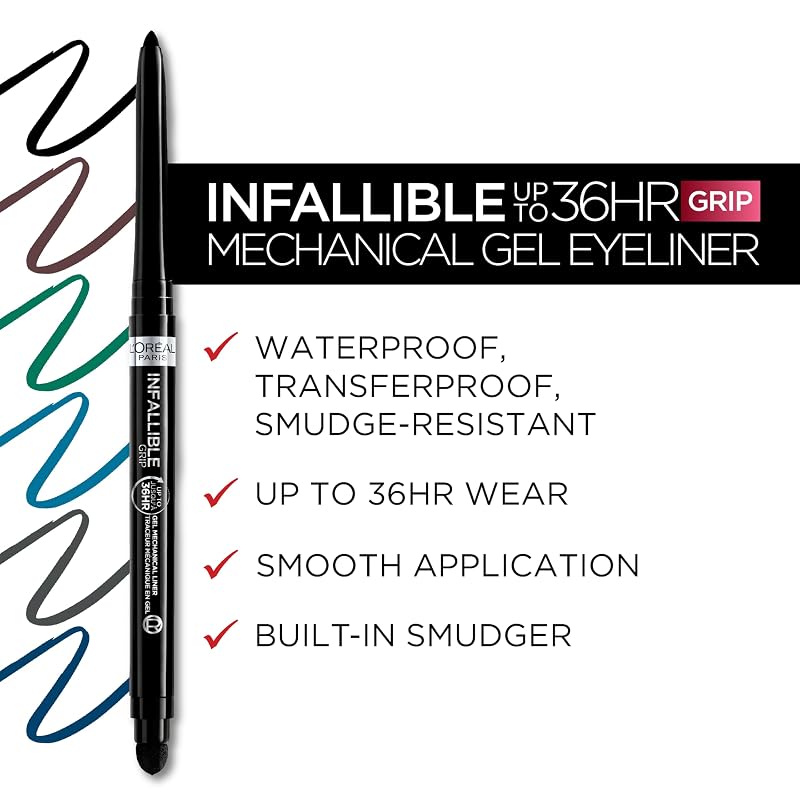 L’Oréal Paris Infallible Grip Gel Eyeliner Pencil - Smudge-Resistant, Waterproof Nude 0.01 Oz (Pack of 3) Desnudo Brillante