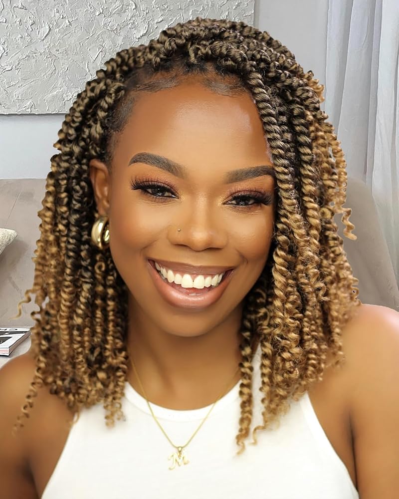 Forevery Pre Twisted Passion Twist Crochet Hair 8 Inch - 9 Packs, T1b/27#+8 Inch