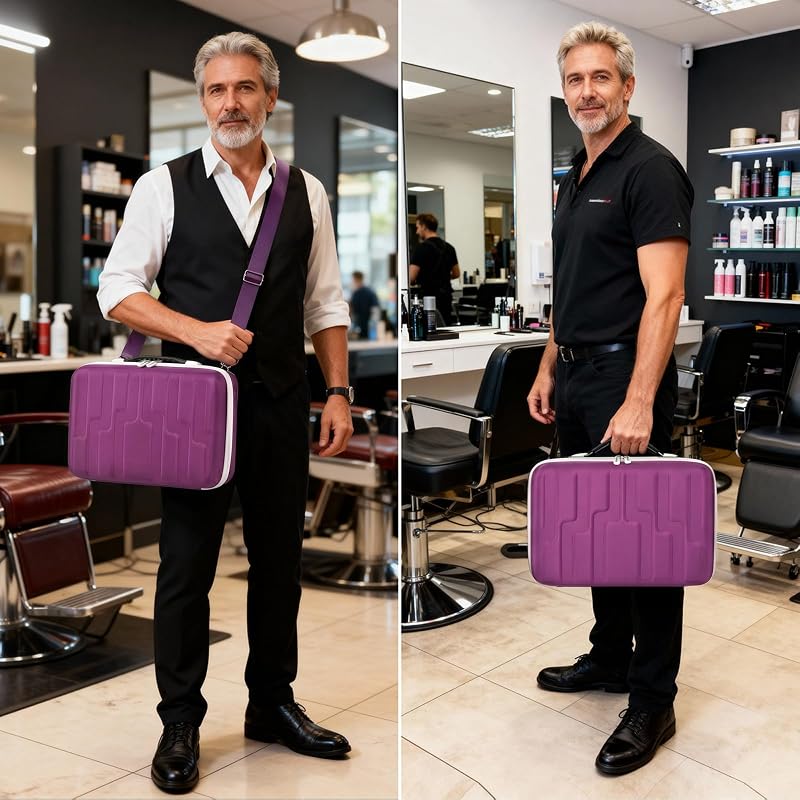 Purple Barber Case for Hair Clipper & Trimmer with Shoulder Strap - ANKHOH