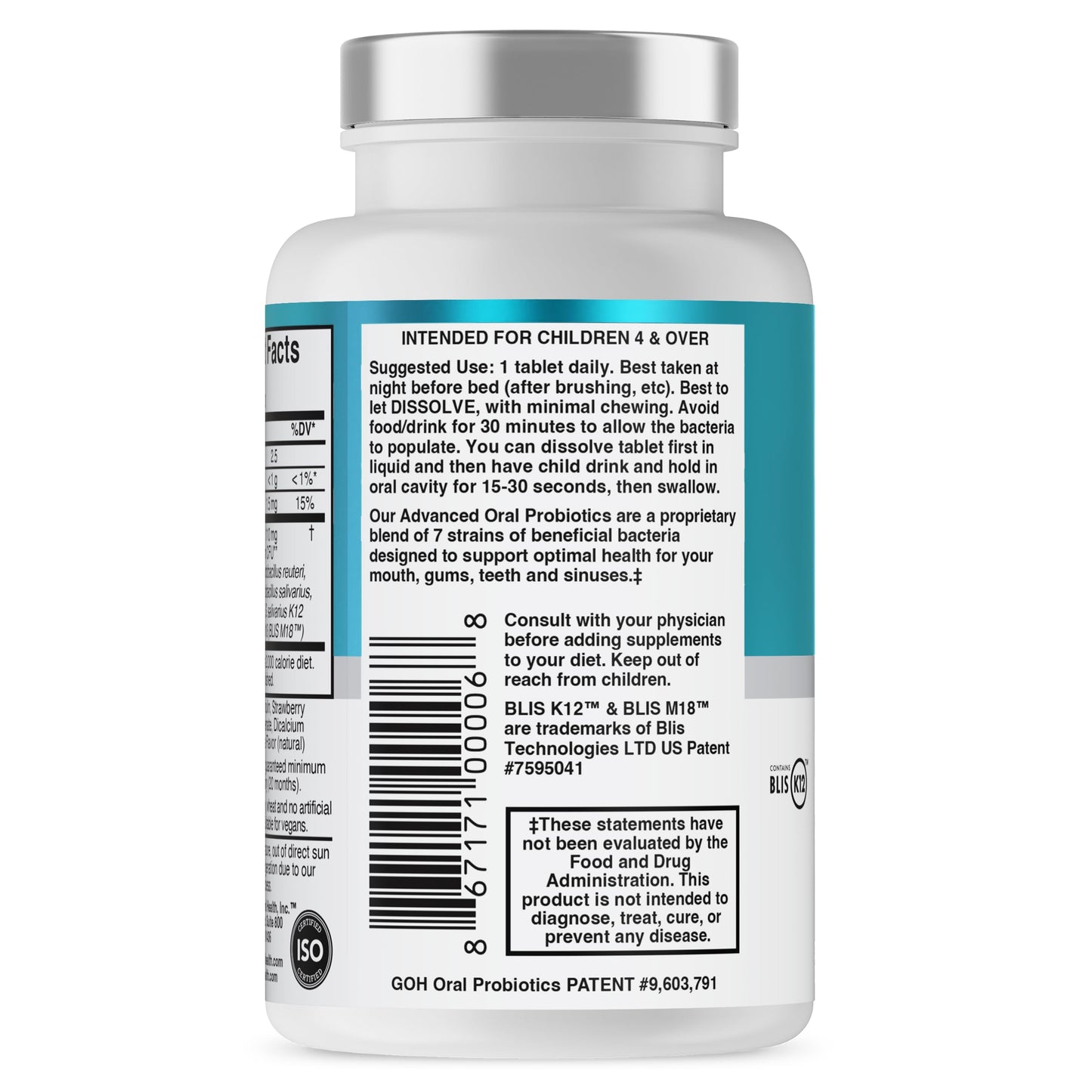 Oral Probiotics for Mouth Bad Breath Treatment for Kids Dental Care & Cavity Prevention with BLIS K12 M18 – Dr Formulated Dental Probiotics for Teeth and Gums, 30 Chewable Tablets Strawberry Vanilla