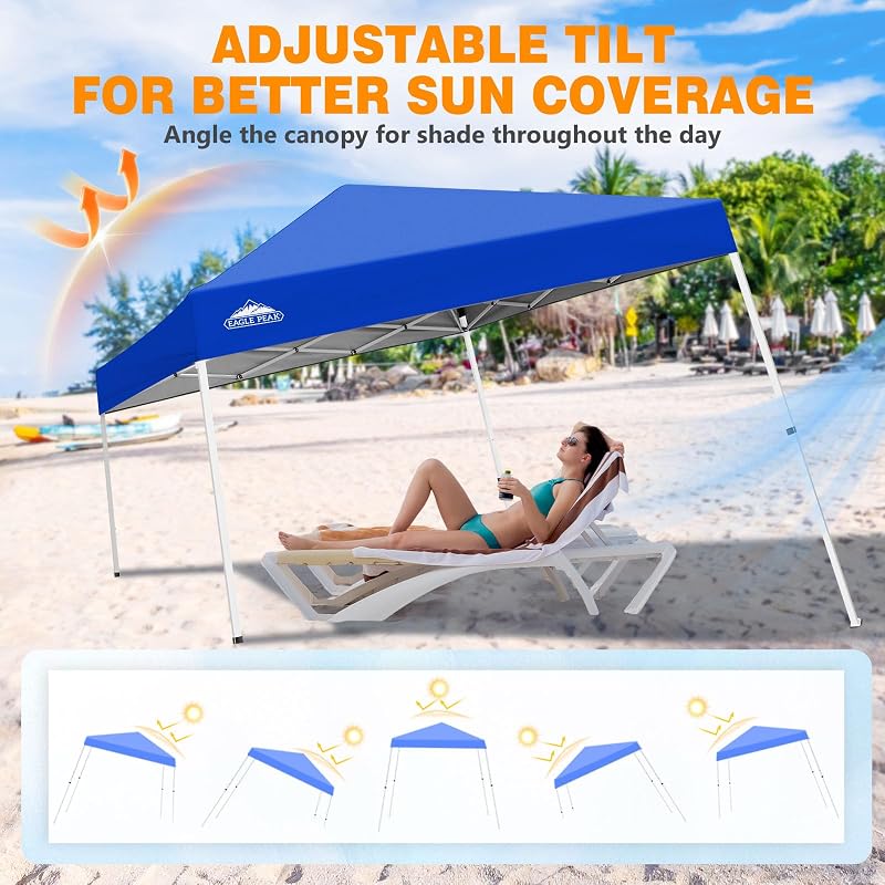 Eagle Peak 10x10 Slant Leg Pop Up Canopy Tent - Blue (Variation: Blue+10x10)