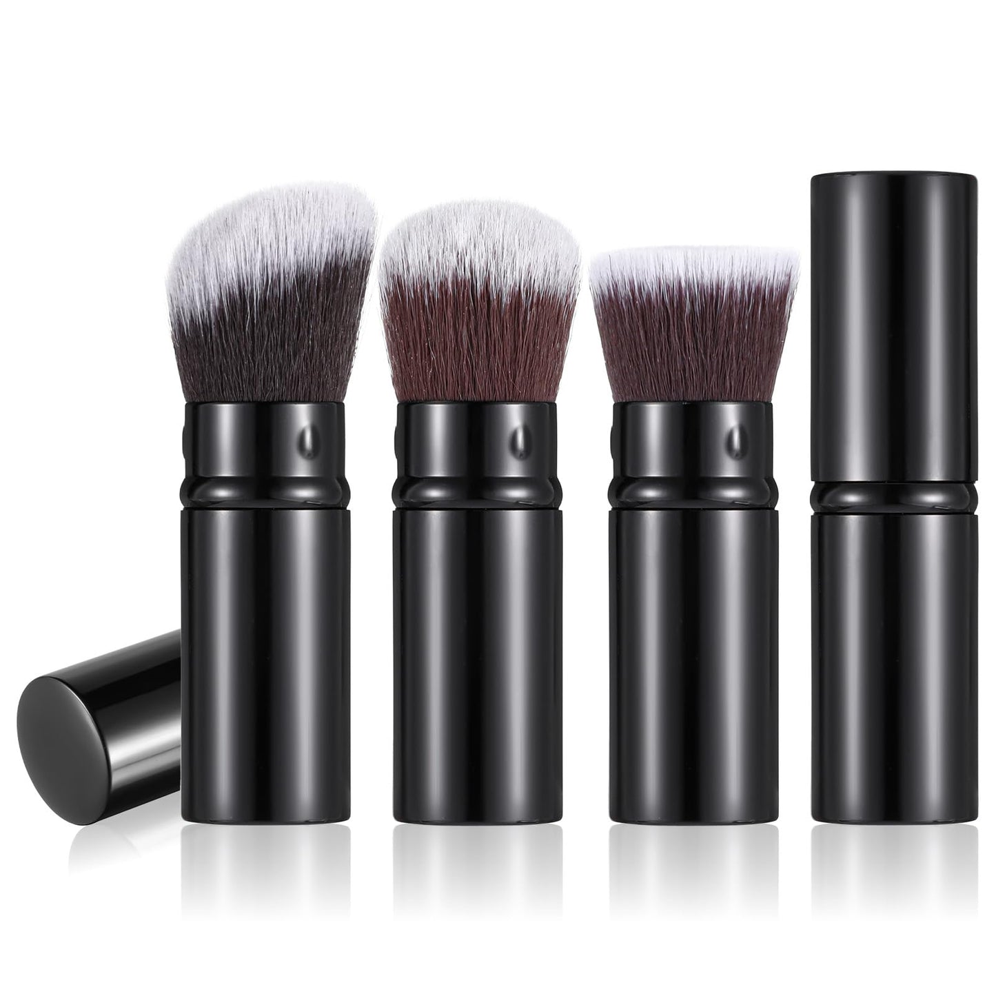 3 Pack Retractable Kabuki Brush Travel Kabuki Foundation Brush Retractable Face Blush Makeup Brushes For Blending Liquid Blush Bronzer Buffing Sunscreen Flawless Cosmetics