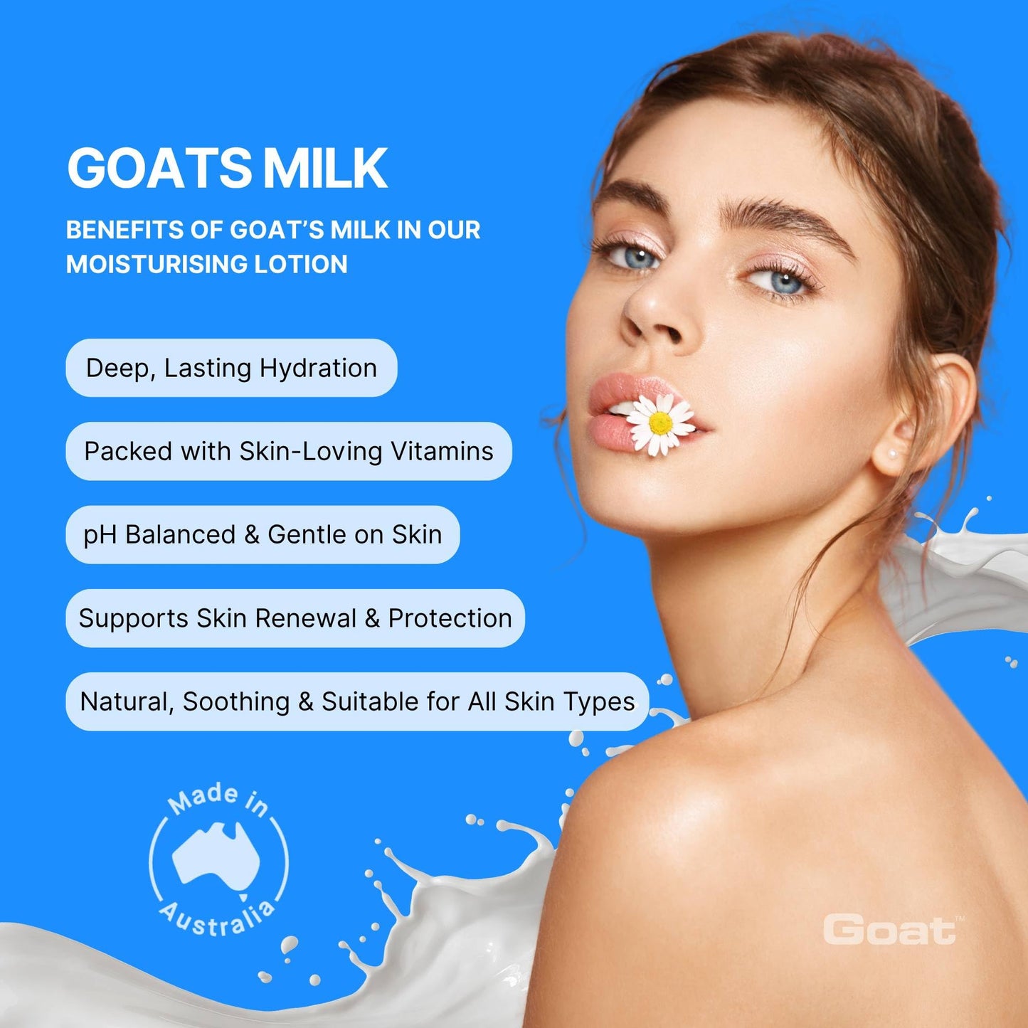 Goat Milk Lotion - Moisturizing - Non Greasy - 17 oz Enriched Milk, Suitable for Dry, Itchy or Sensitive Skin - Made in Australia - Original