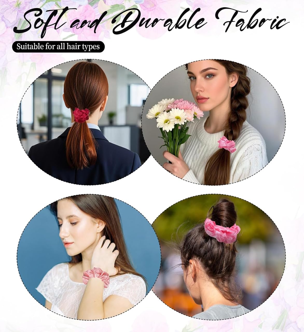 Satin Scrunchies for Women, Silk Hair Ties, Gentle on Thin & Thick Hair and Girls Mulberry Silk Hair Ties for Thick Curly & Thin Hair Soft Ponytail Holder No Damage 16 Pcs