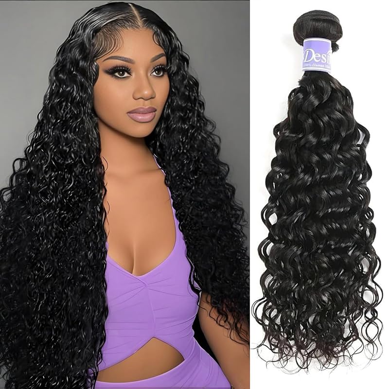 Brazilian Water Wave Hair Bundles 10-26in 100g 1B# Natural Black 100% Human Virgin