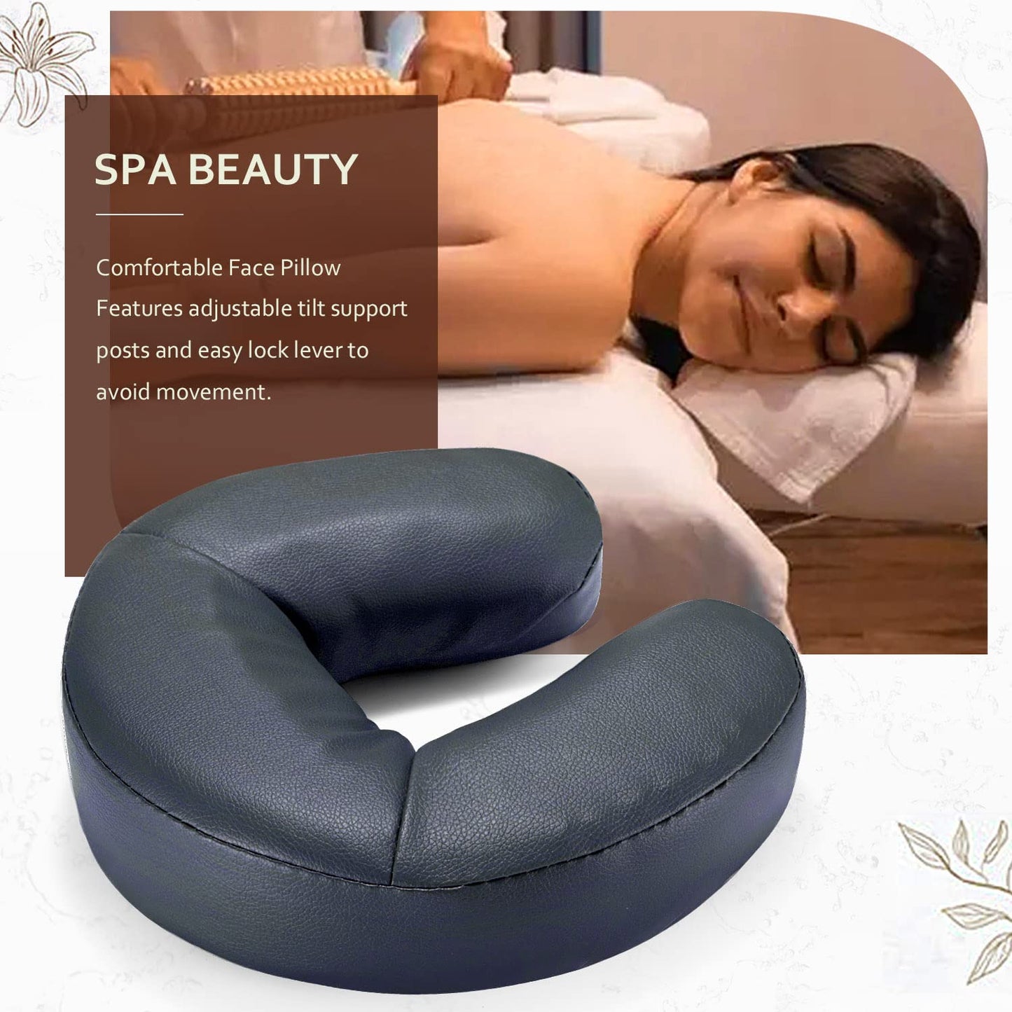 Noverlife Massage Face Cradle Cushion, Professional U Shaped Headrest Face Down Prone Position Cushion Pillow for Massage Tables, Standard Massage Face Neck Head Rest Pad for Beauty Spa Sleeping Nap