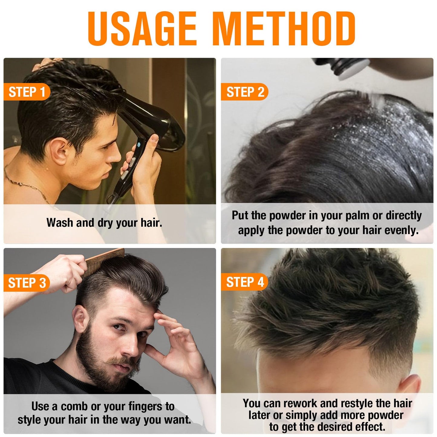 ARCHIDATE Hair Styling Powder for Men and Women, Matte Finish Non-Greasy Hair Texture Powder, Long-Lasting Hold for All Hair Types, Increase Hair Thickness and Volume, Scent Free, No Residue