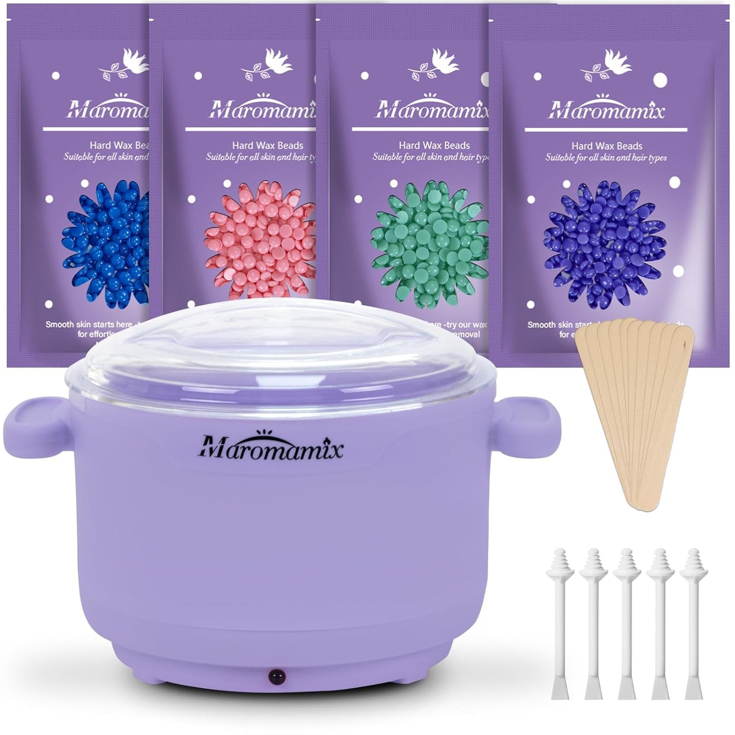 Portable Silicone Wax Warmer Kit with 4 Hard Wax Beads for Home Hair Removal