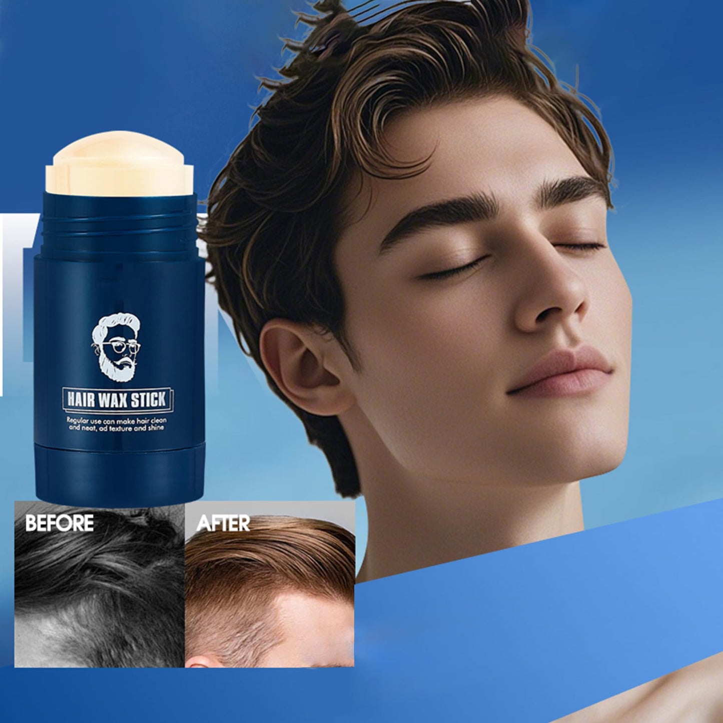 MIESCHER Solid Hair Wax Stick, Hair Styling Waxes Nourishing Hair Accessories for Men, Oil Control Long-Lasting Smoothing Semi-Matte Finish Hair Care Styling Cream for a Soft & Pliable Hold, 1.41Oz