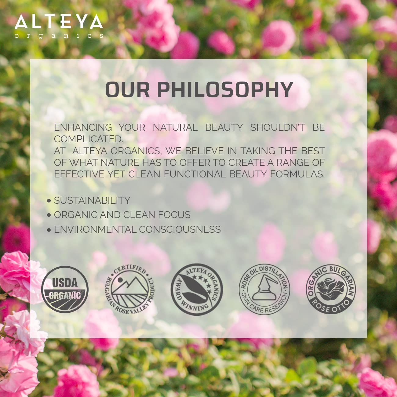 Alteya USDA Organic Bulgarian Rose Oil Rosa Damascena Otto Multi-Use Essential Oil Blend Excellent for Aromatherapy, Fragrance, Skincare and Massage Therapy 10mL