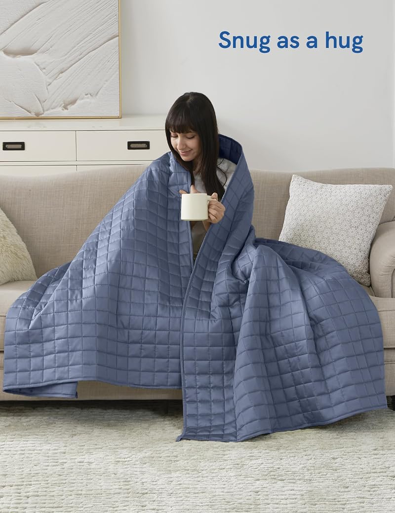 YnM Exclusive Blue Grey 60x80 25 lb Cooling Weighted Blanket for Adults