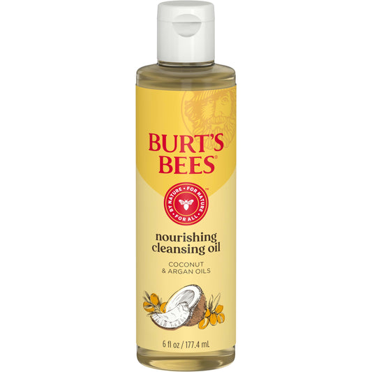 Burt's Bees Nourishing Cleansing Oil With Coconut and Argan Oils, Cleansing Face Oil for Normal to Dry Skin, College Back to School Dorm Essentials, Natural Origin Skin Care, 6 fl. oz. Bottle