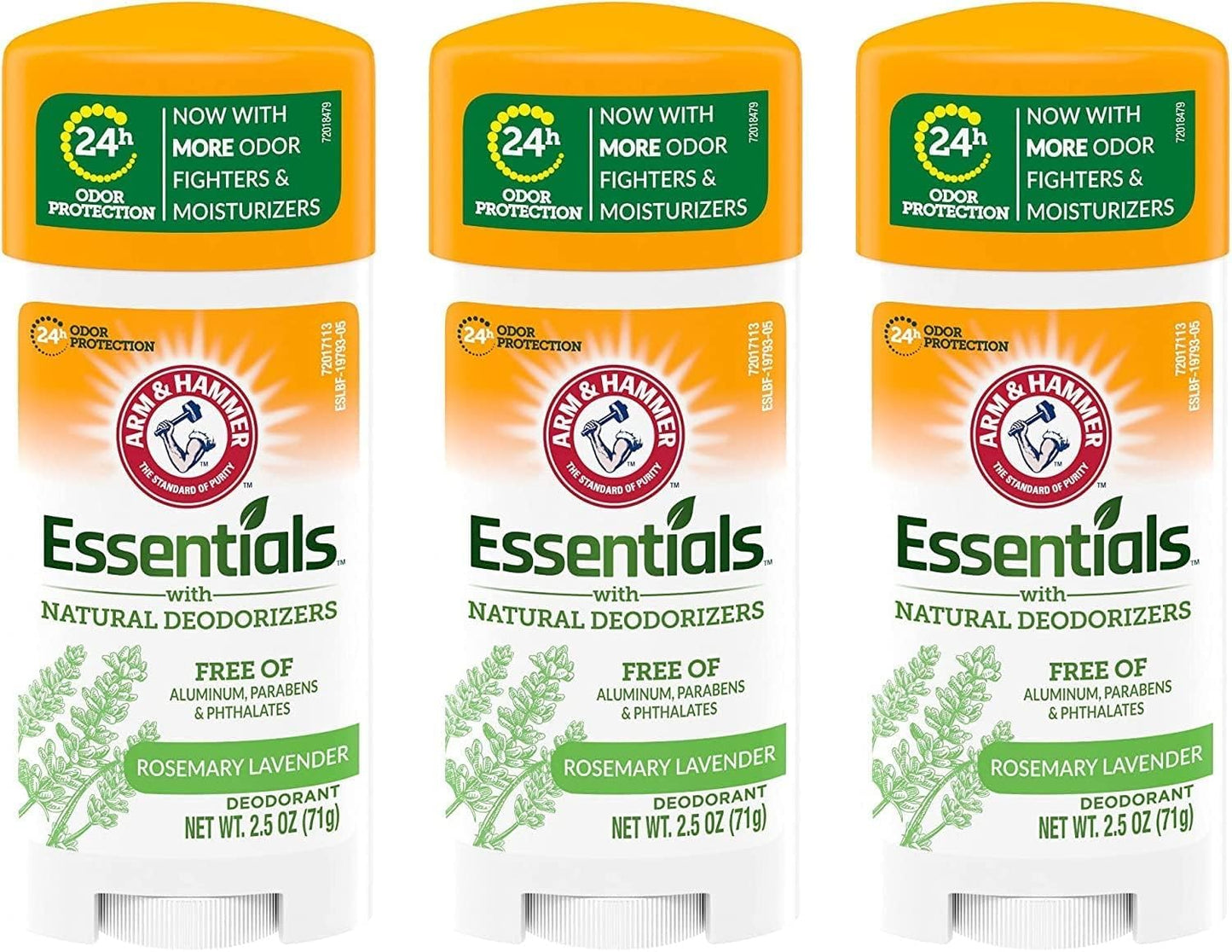Arm & Hammer Essentials Natural Deodorant, Fresh - 2.5 oz - 3 pk