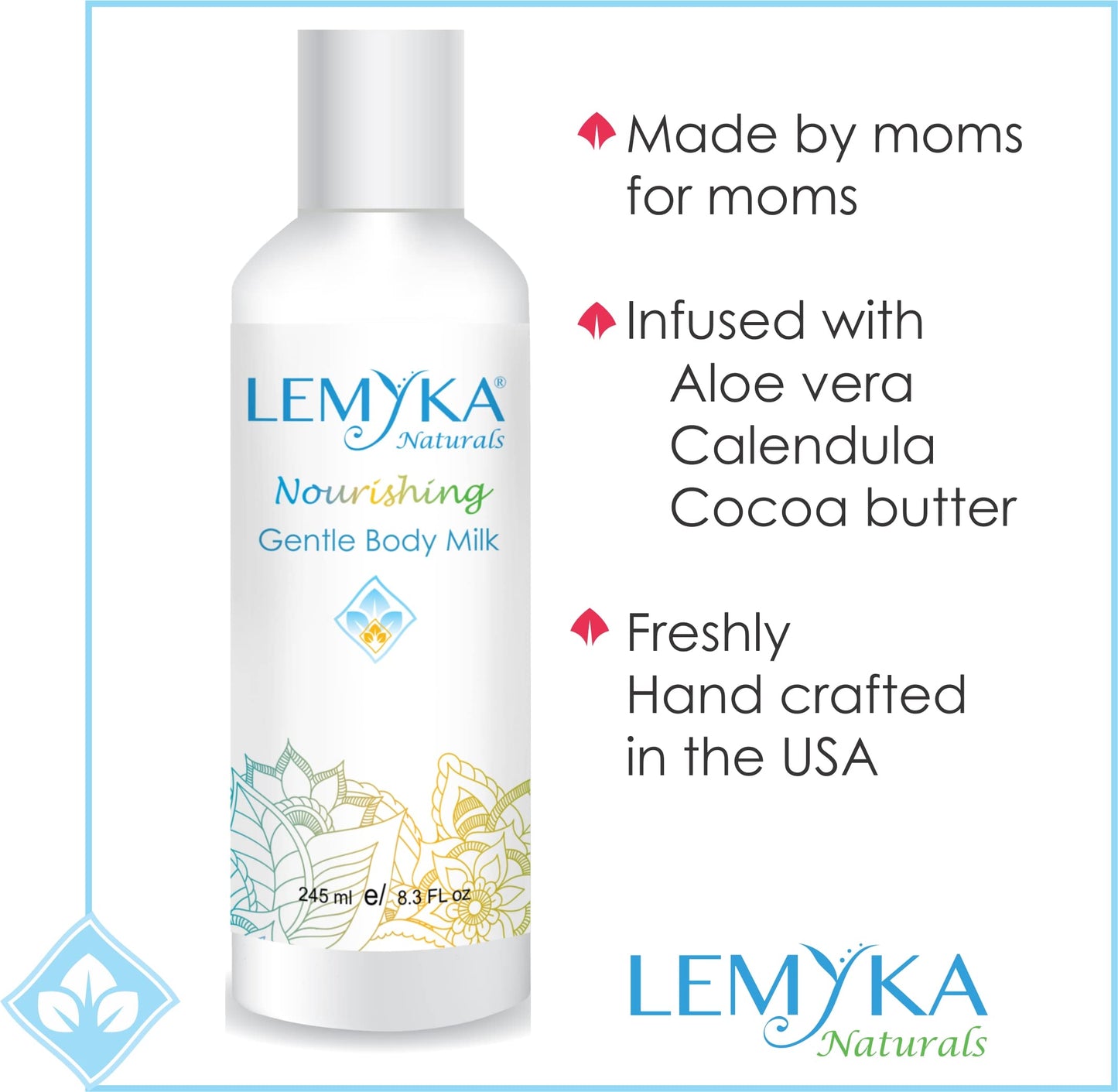 LEMYKA Eczema body Cream for eczema relief, Natural hand and body lotion, Gentle for sensitive skin, 8.3OZ, Infused with Aloe Vera & Calendula, Panthenol