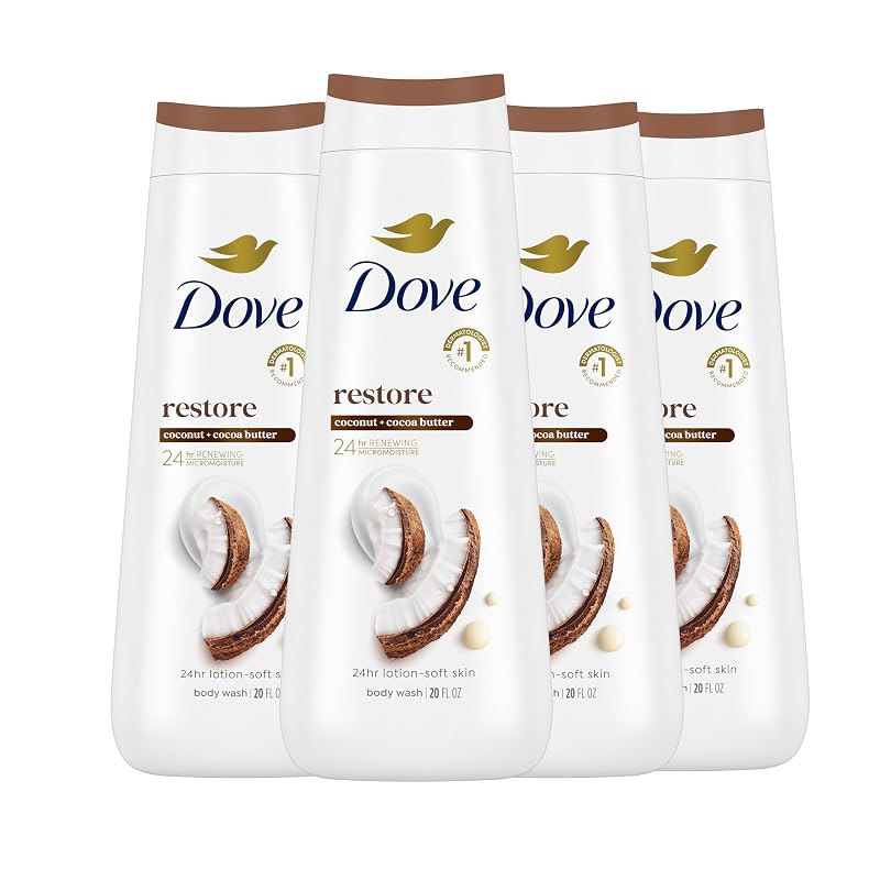 Dove Restoring Coconut & Cocoa Butter Body Wash - 4 Count