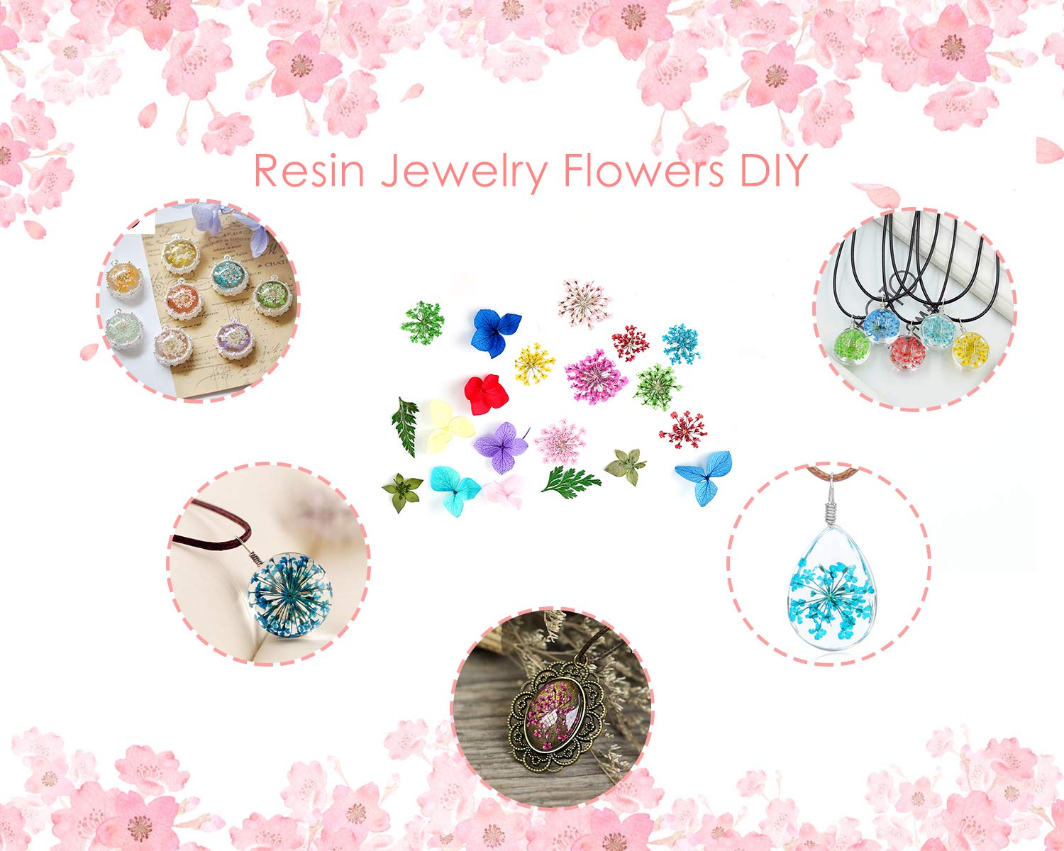 Mini Dried Flowers for Resin Craft & Nail Art - 6 Box Set (260+ Pieces)