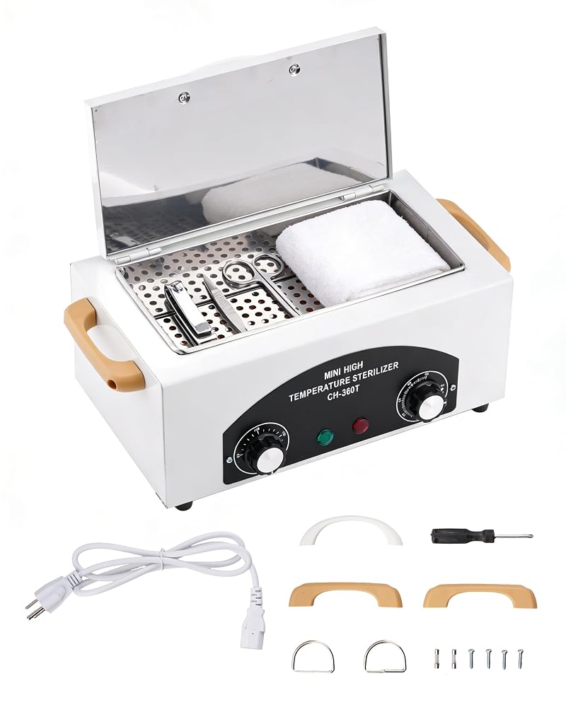 White High-Temp Nail Tool Cleaning Box, 1.5L, 110V/300W with Adjustable Timer