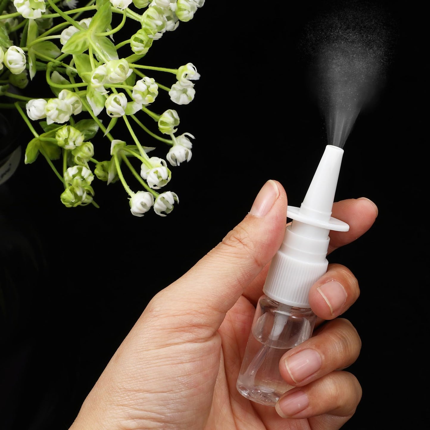 simarro 5 PCS Mini Nasal Spray Bottle, Portable Clear Empty Refillable Fine Mist Rhinitis Care Sprayer Cosmetic Perfume Makeup Water Storage Holder Container with Funnels - 10ml