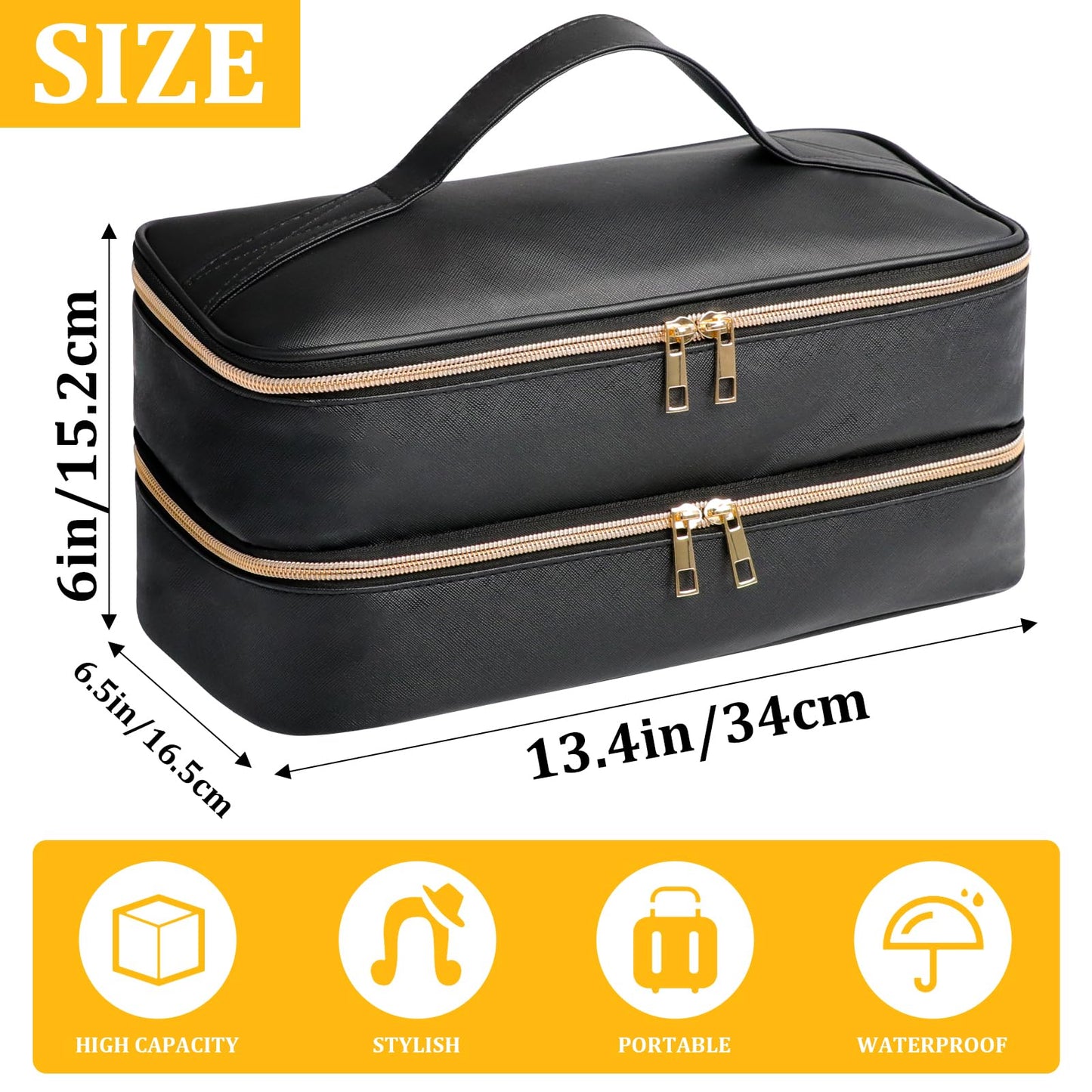 Sambois Travel Carrying Case for Shark Flex Style, Double Layer Storage Case for Shark SpeedStyle Hair Dryer Attachments, Waterproof PU Leather Organizer Bag for Shark Flexstyle Airwrap Styler (Black)