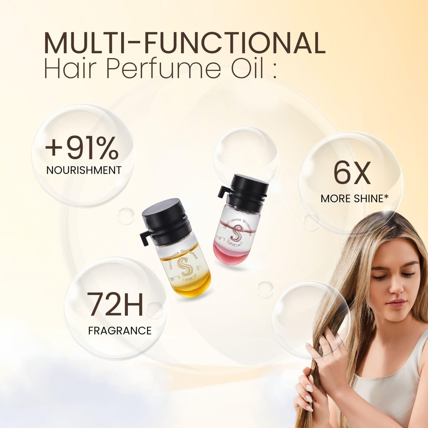 36pcs luxurious Scented Hair Perfume Oil 9 in 1,9 Varied Fragrances,Anti Frizzy,Avocado Oil,Moisturize Dry Damaged Hair,Splash'n Shine,Smoothing, Mini Bottles,Hair Care Set,Smell Good,Gift for Women