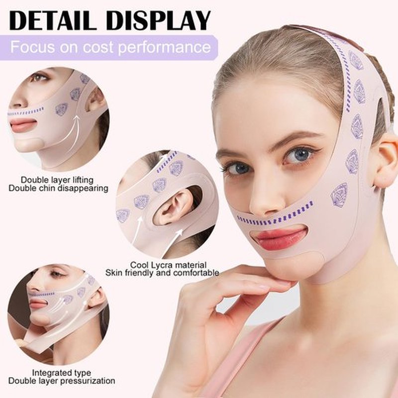 MASIKA Chin Strap for Sleeping,Adjustable Chin Strap,Jaw Strap,Jawline Shaper,V-Line Mask Chin Up Mask V Shaped Face Mask, Jaw Exerciser,Reusable chin strap,Leaf pattern。