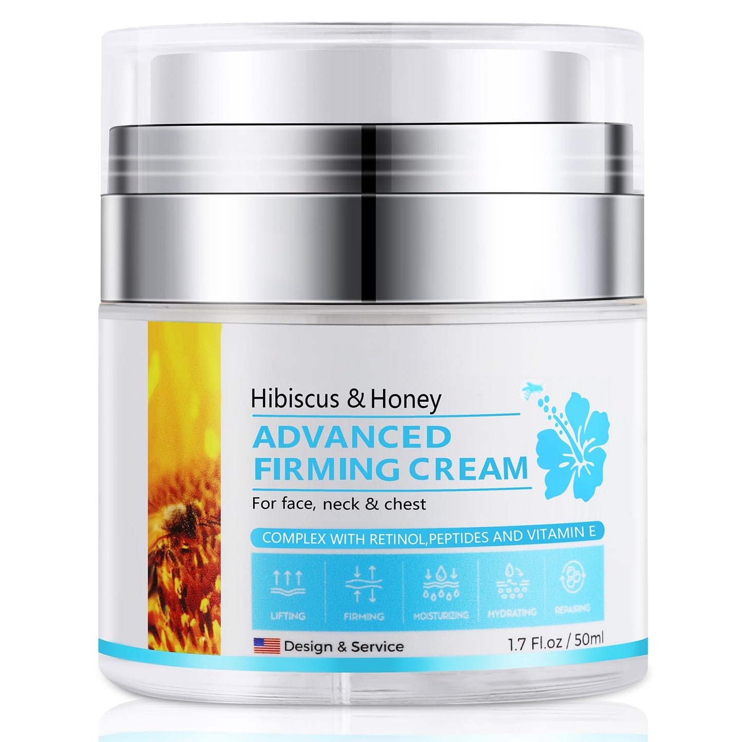 yehapp 50ml Neck Firming Cream Hibiscus and Honey, Neck Cream with Retinol & Peptide, Anti-Wrinkle Neck Creams for Tightening and Firming, Advanced Neck & Face Tightening and Lifting Cream