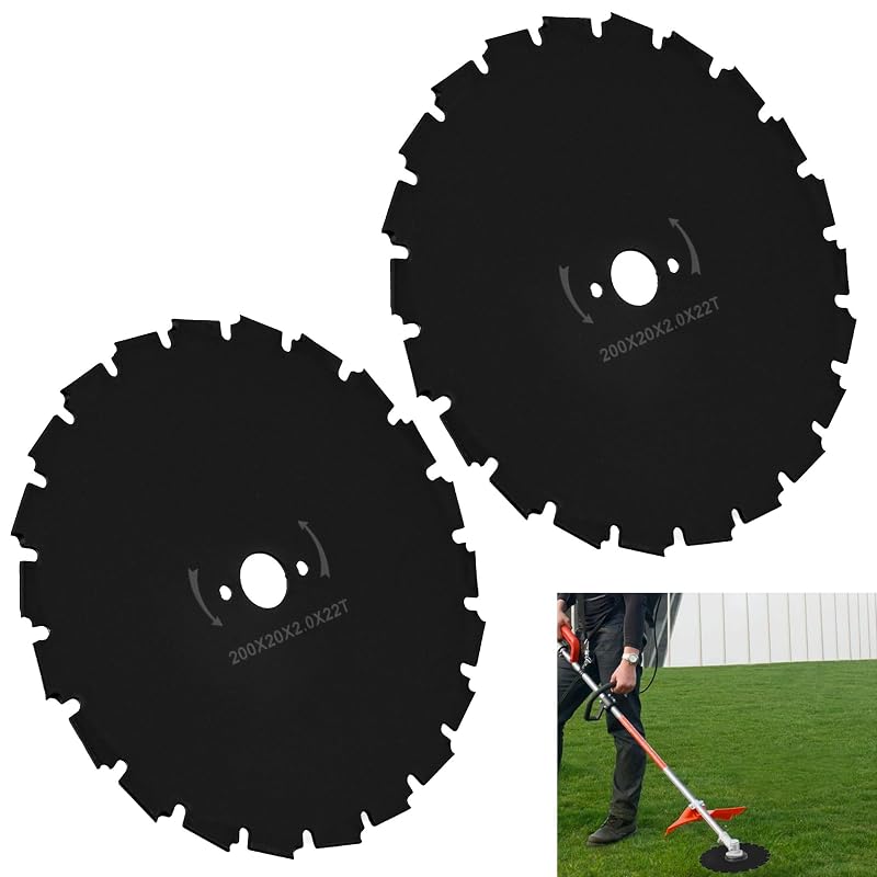 8-Inch Brush Cutter Blade, 22-Tooth, 20mm Bore for Echo SRM-210 SRM-225 SRM-230 SRM-260 SRM-280 SRM-311 SRM-340 SRM-400 SRM-410 – 2 Pack