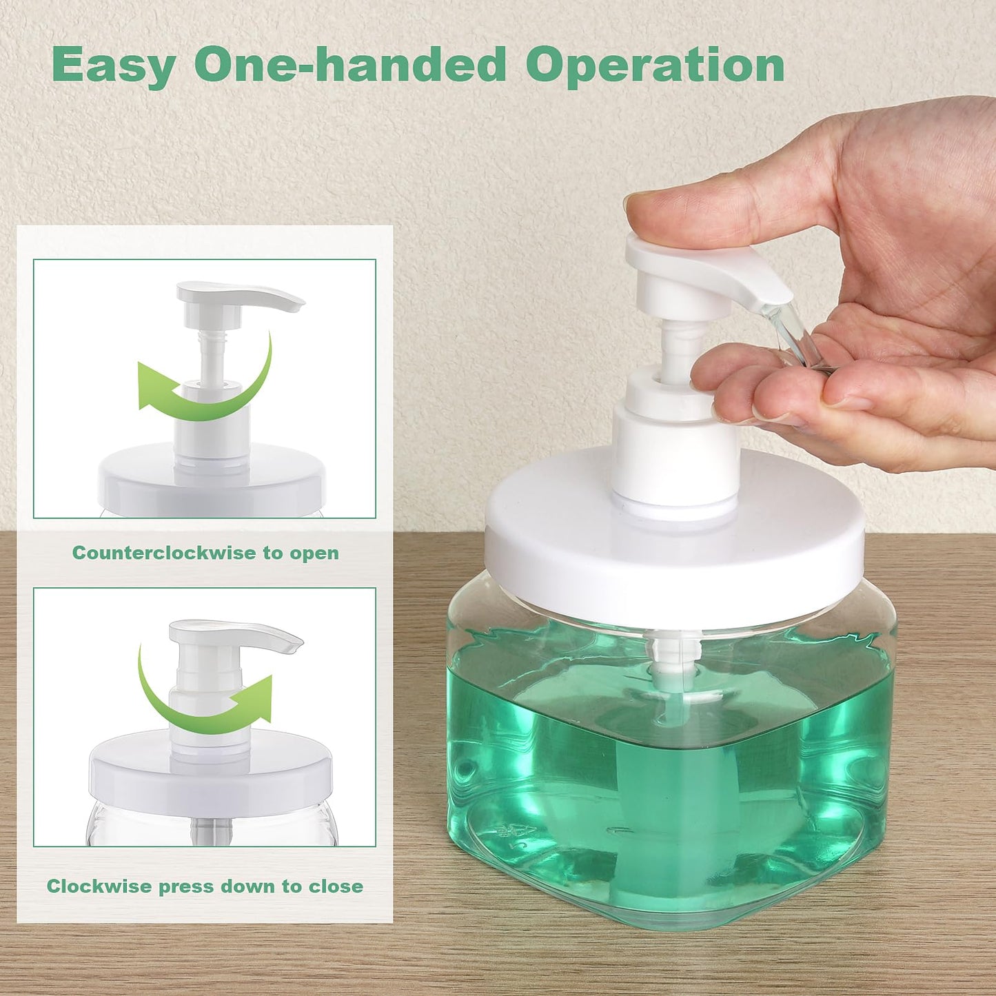 Decorniqu Pump Bottle Dispenser 4 Pack 550ml/18.6oz Lotion Dispenser Wide Mouth Plastic Refillable Lotion Pump Bottles Empty Bathroom Shower Containers for Hand Wash Shampoo Conditioner(Clear)