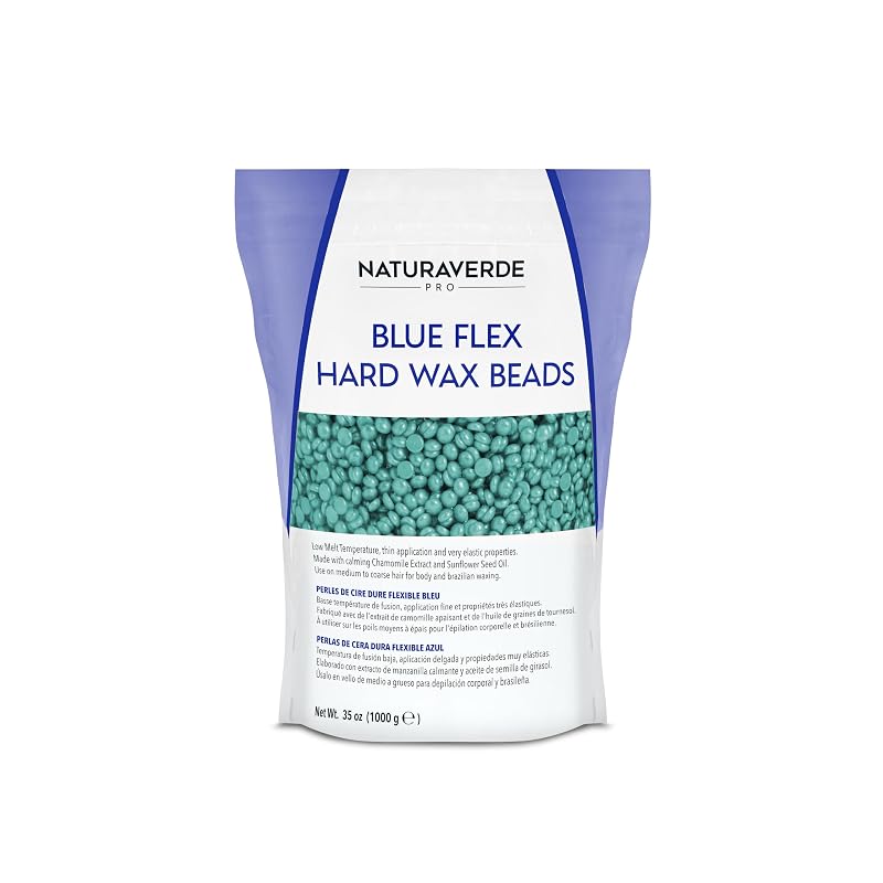 NaturaverdePro Blue Flex Hard Wax Beads for Body & Face, Calming Chamomile - 2.2 lbs