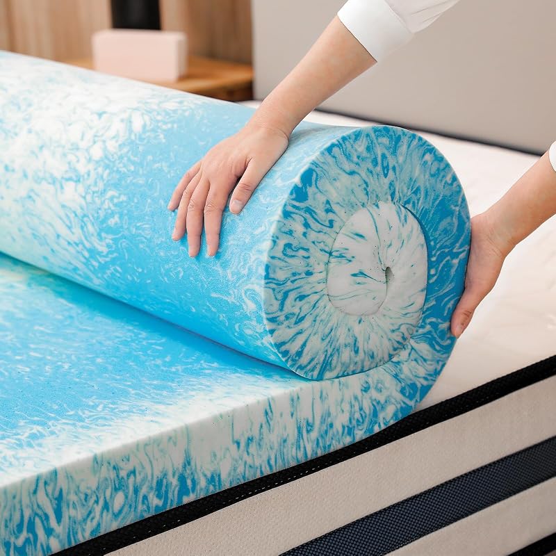 Full-3 Inch Memory Foam Mattress Topper with Cooling Gel Infusion - 54 x 75