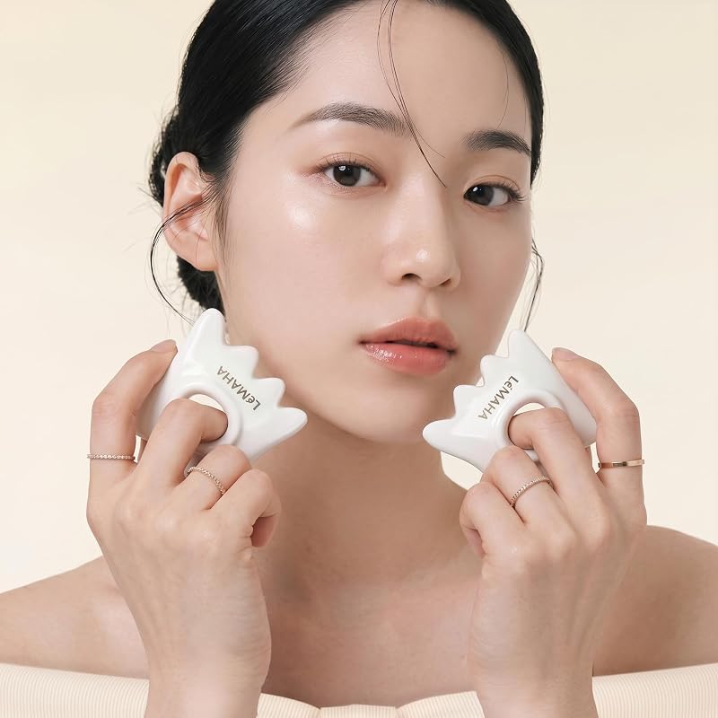 Finger-Wear Gua Sha Ring Set for Face & Neck with Holder