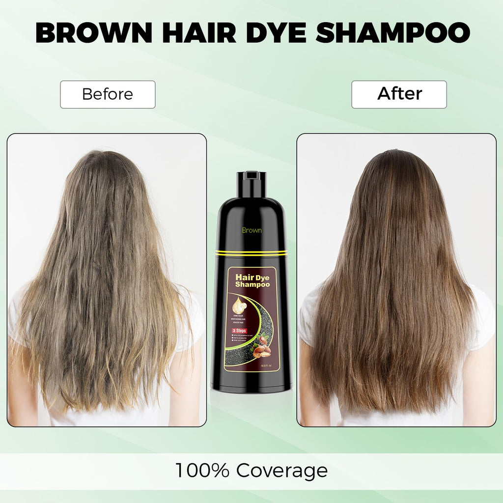 Black Hair Dye Shampoo 3 in 1，Argan Herbal Hair Color Shampoo Covers Gray Hair for Women and Men (16.9 fl.oz Black)