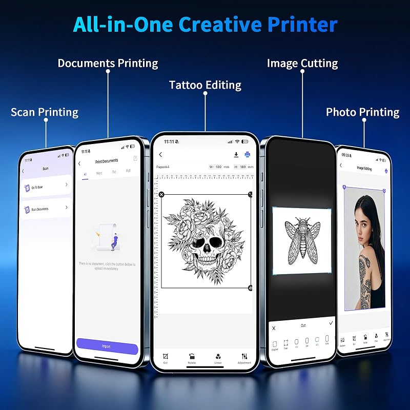 Tattoo Stencil Printer – Wireless 203 DPI Thermal Printer for Tattoo Stencils & Paper
