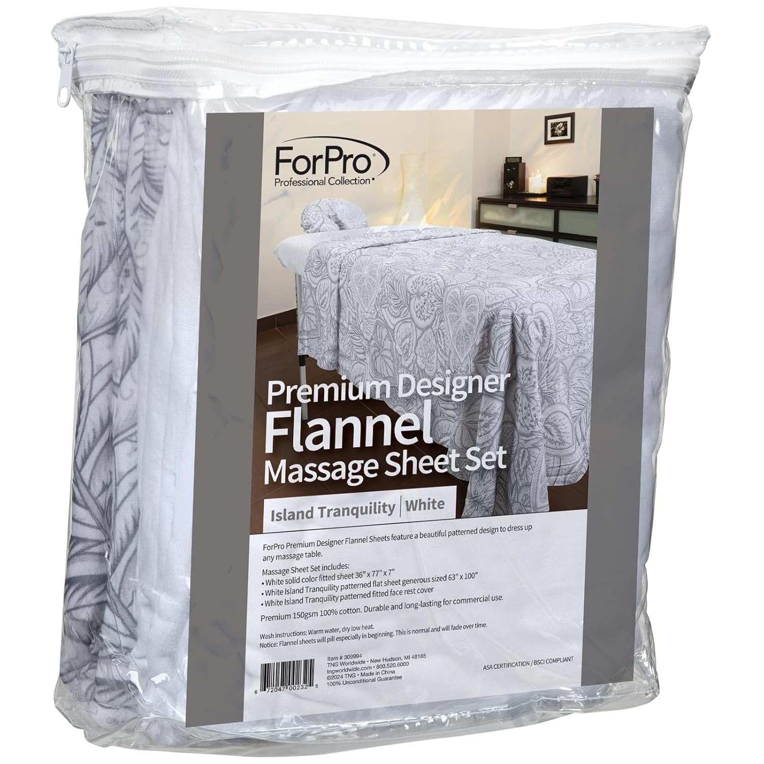 Premium Designer Flannel Massage Sheet Set - 3-Piece, Island Tranquility for Massage Tables