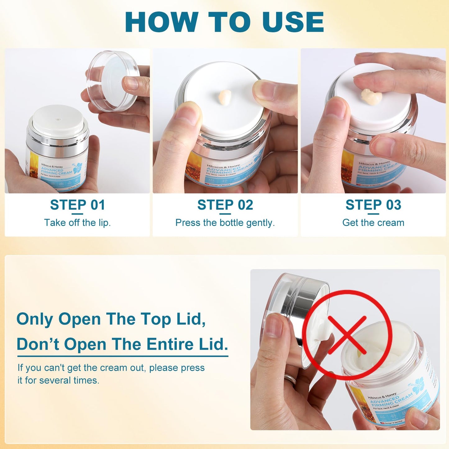 yehapp 50ml Neck Firming Cream Hibiscus and Honey, Neck Cream with Retinol & Peptide, Anti-Wrinkle Neck Creams for Tightening and Firming, Advanced Neck & Face Tightening and Lifting Cream