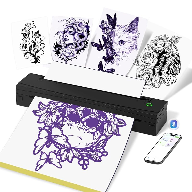 Tattoo Stencil Printer – Wireless 203 DPI Thermal Printer for Tattoo Stencils & Paper