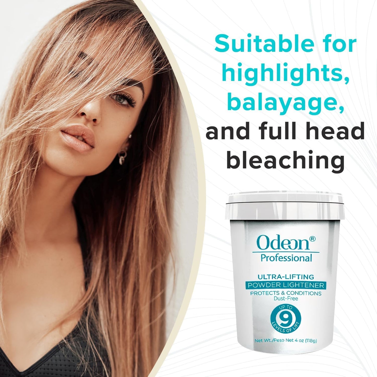 Odeon Professional Ultra-Lifting Powder Lightener - Lifts Up to 9 Levels, Dust-Free Formula for Balayage, Highlights & Full Bleach - Trial Size Hair Bleach Powder