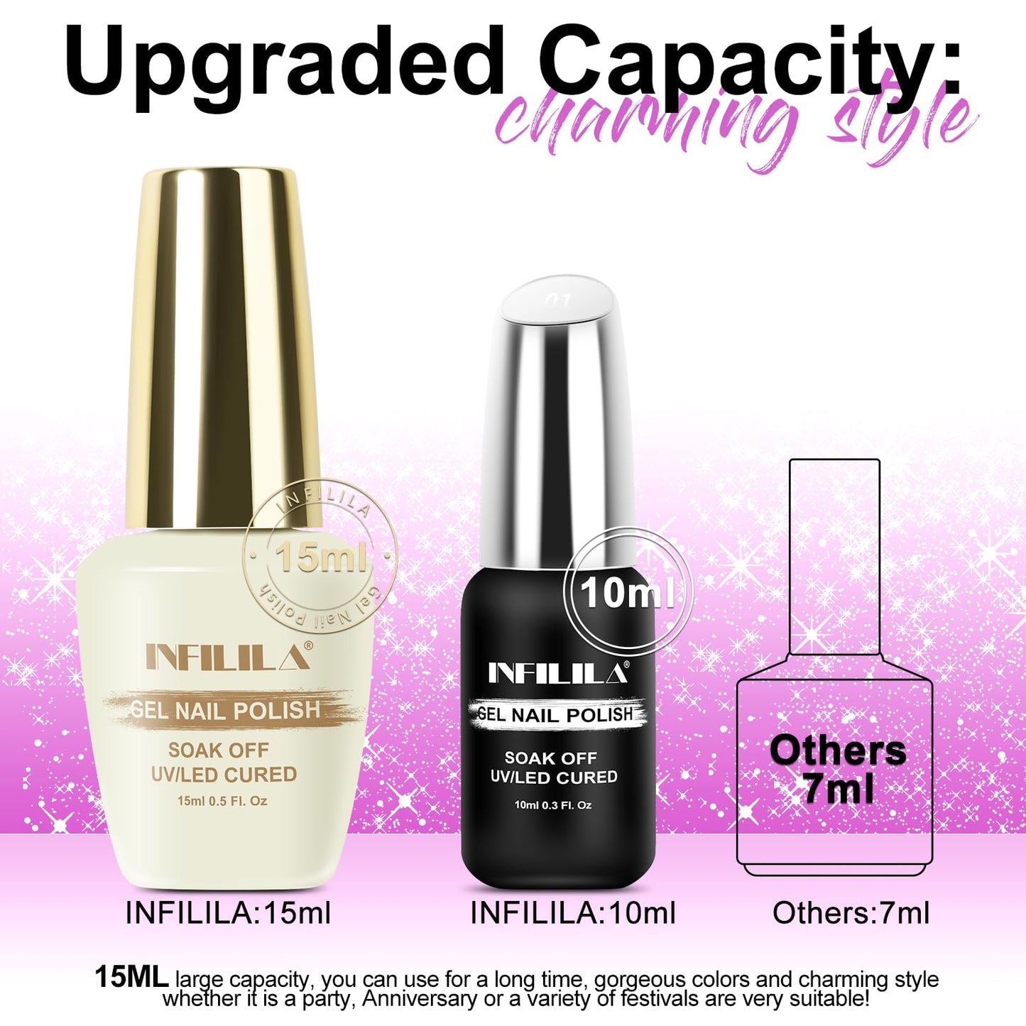 NXJ INFILILA Cat Eye Gel Nail Polish, 0.5 oz Magnetic Gel Nail Polish, Purple Glitter Holographic, Soak Off Salon Gel for Home Use (G06)