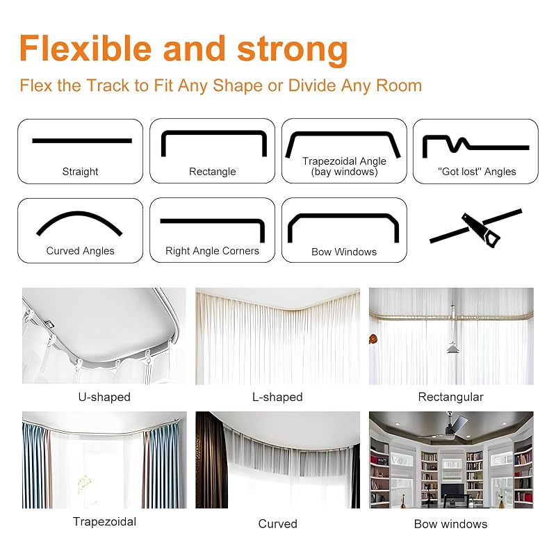 Curtain Track Ceiling Mount Set 180W x 96H Blackout Room Divider