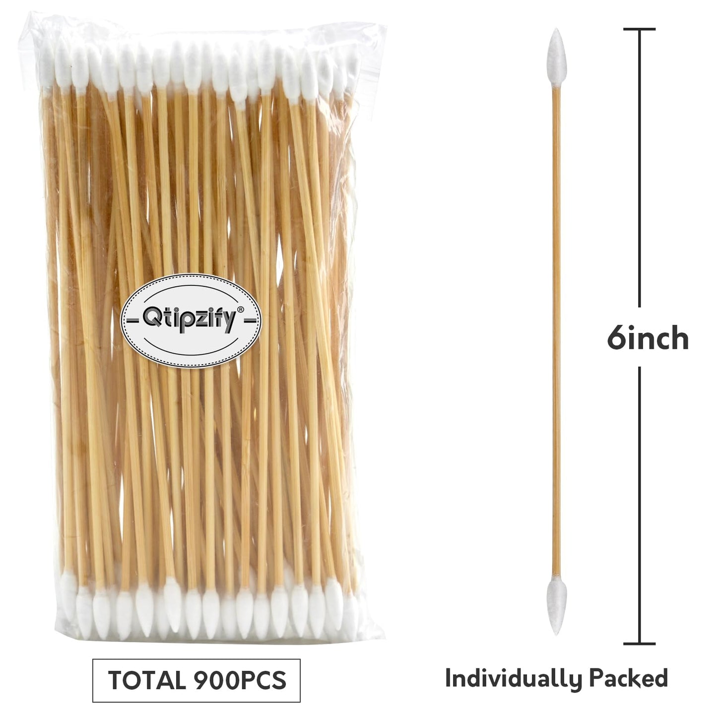 6" Gun Cleaning Swabs Double Ended, Pointed Tipped on Bamboo Sticks - Highly Absorbent, Lint Free Gun Cleaning Supplies Swabs, 900PCS