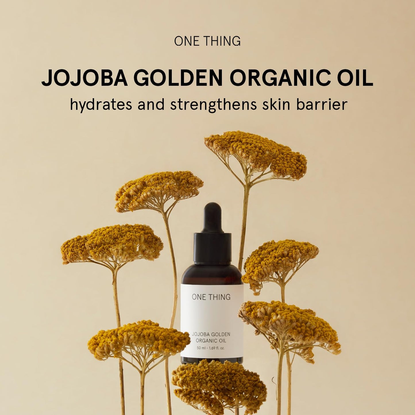 ONE THING Jojoba Golden Organic Oil 1.69 Fl Oz | Moisturizing Natural Oil for Face Body Hair Nails Dry Rough Skin | Cold Pressed, Unrefined | Refine Pores, Barrier Repair, Exfoliate | Korean Skincare