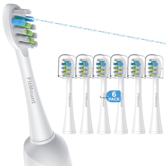 FitMount 6 Pack Toothbrush Replacement Heads Compatible with WaterPik Sonic Fusion 2.0, FitMount Flossing Brush Head Fit for Water-Pic SF-01W SF-02W and 2.0 SF-03 SF-04, White