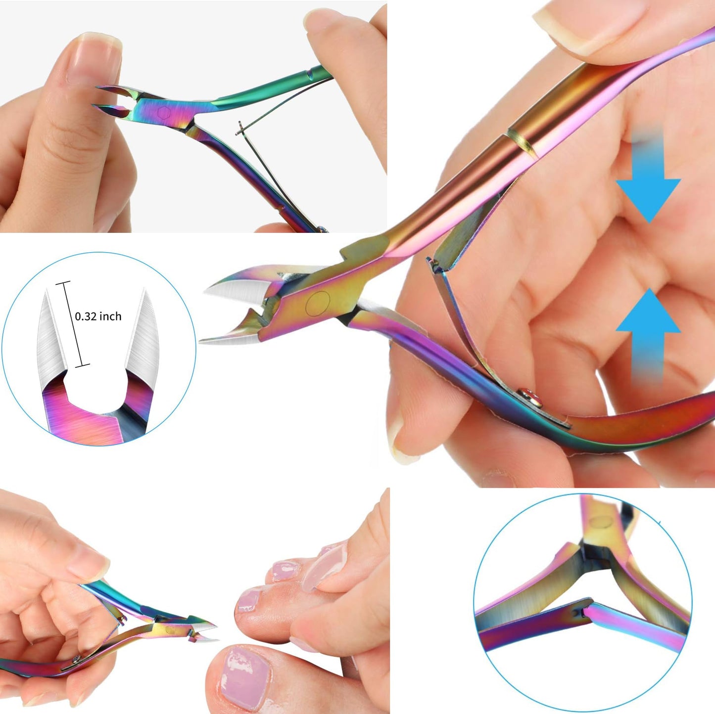 Cuticle Nipper, Curved Cuticle Scissors, Cuticle Remover Trimmer Pusher Nippers, Precision Manicure Scissor Nail Cuticle Trimmer, Professional Stainless Steel Nail Scissors for Cuticle Care - 4Pack