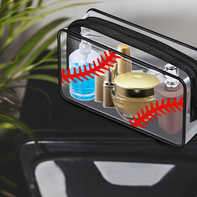 Baseball Theme Clear Makeup Bags (12 Pcs) PVC Zipper Pouches – Abbylike Variation: Baseball Theme