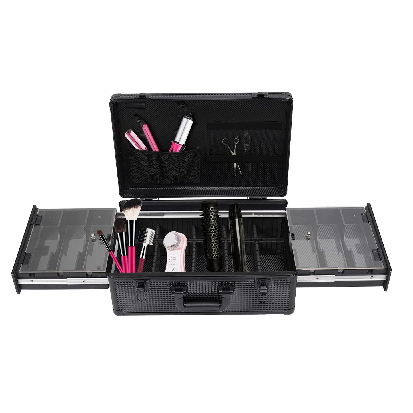 LyeXD Beauty Professional Barber Case, Portable Travel Barber Carry Case with Lock for Clippers, Scissors, Combs & More, Aluminum Storage Travel Case with Lock